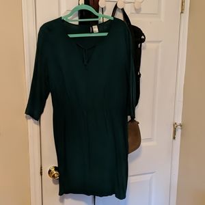 Green H&M dress with drawstring bow at neckline